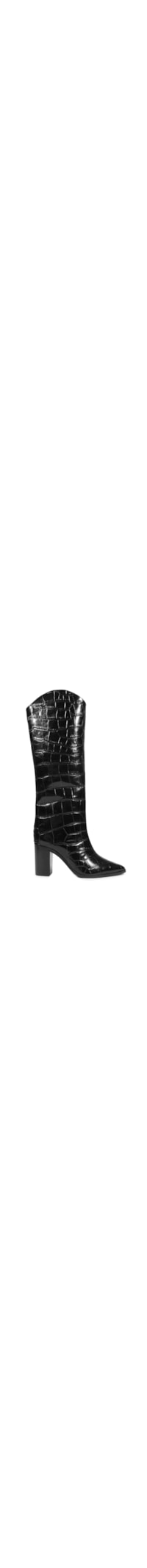 Bota Feminina Maryana Salto Bloco Couro - Preto