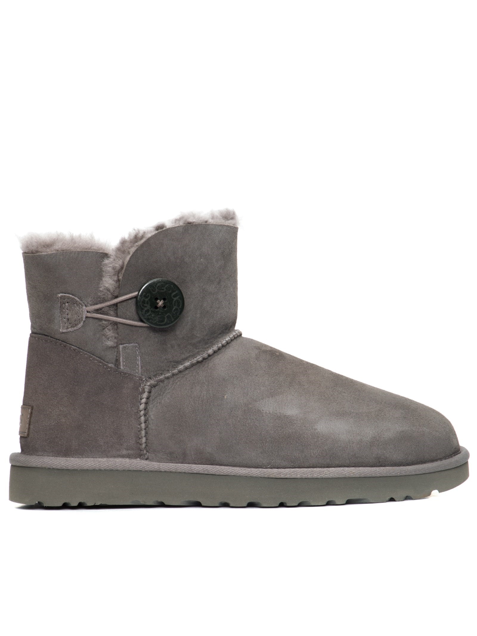 Ugg - Bota Feminina Mini Bailey Button - Cinza