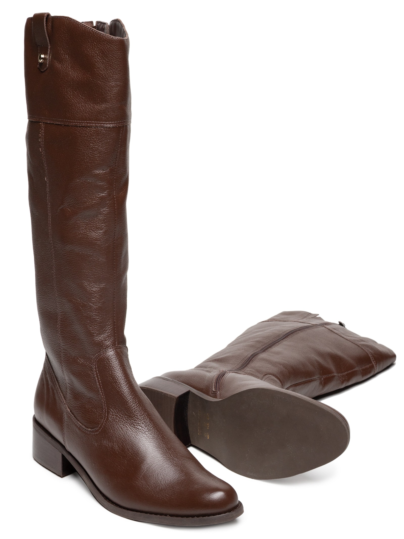 Bota Feminina Montaria Alta Marrom Basiq