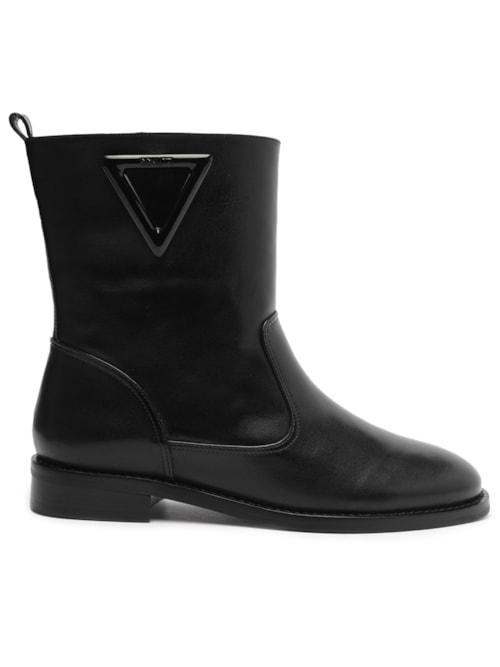 Bota Feminina Montaria Couro Cano Médio – Preto