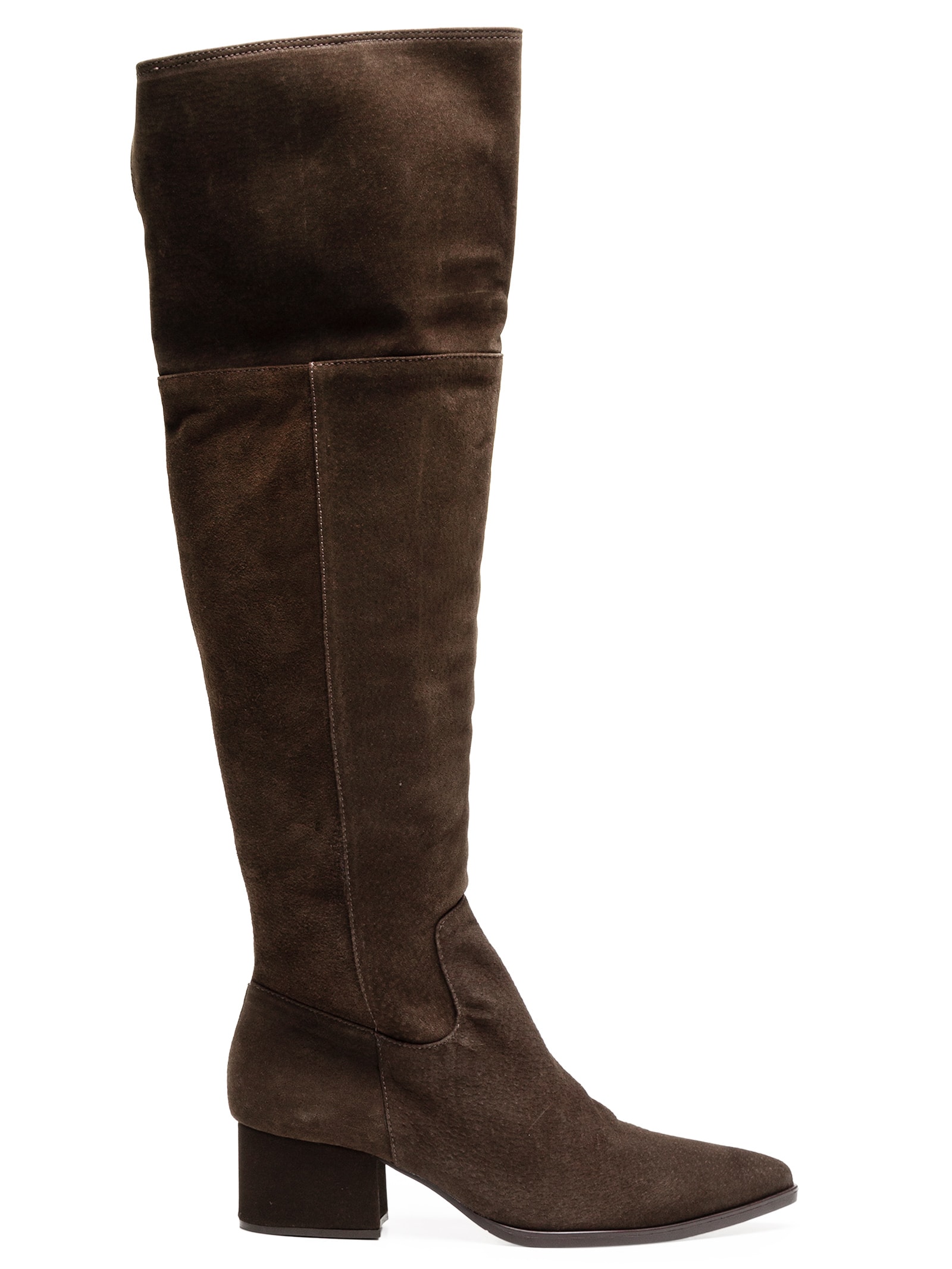 Bota Feminina Over The Knee Salto Baixo Camurça Luiza Barcelos