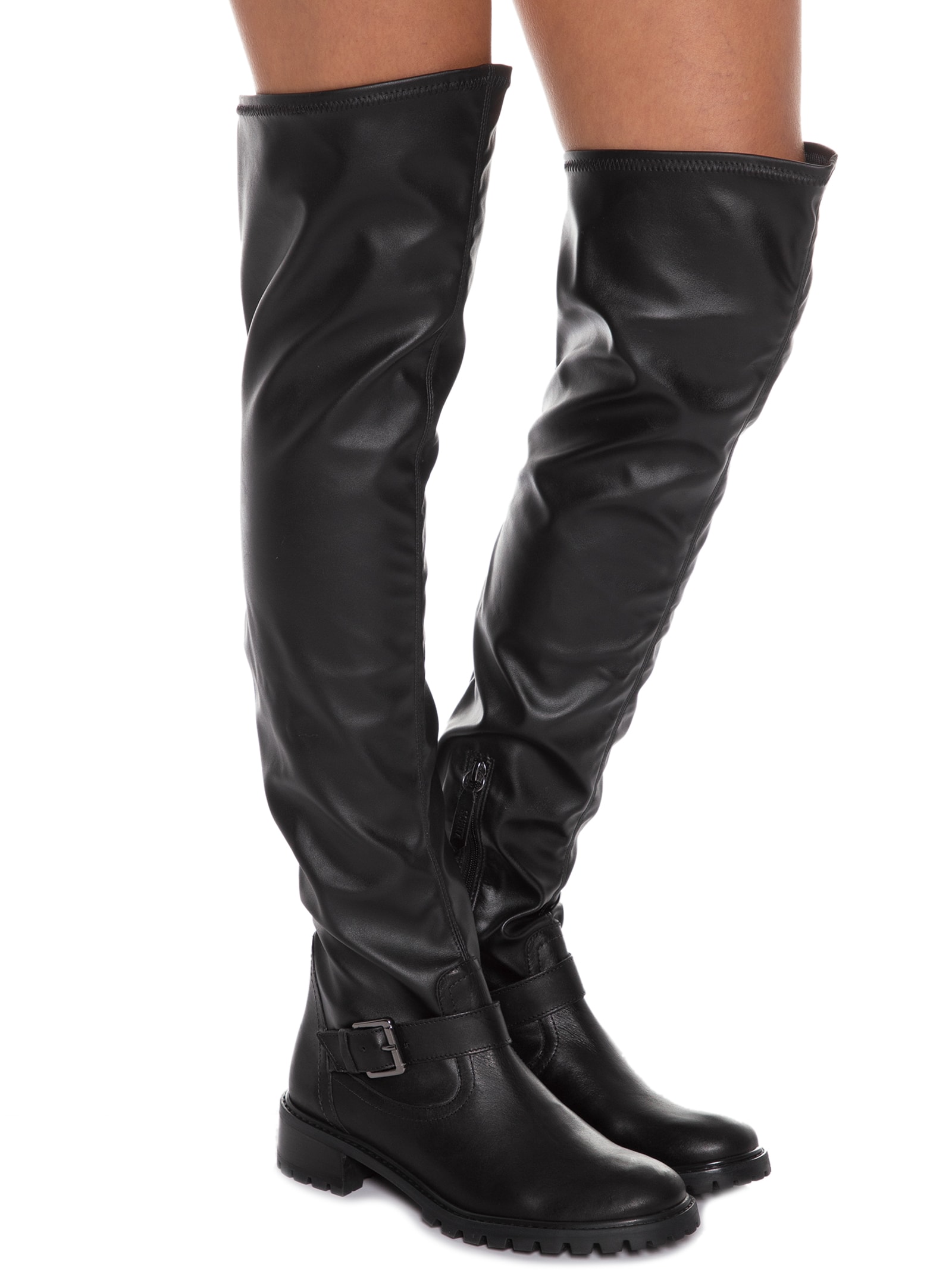 ト*す様 20's 30's 40's T.S. Lankford & Sons Bota Feminina Over The Knee Tratorada Salto Baixo - Preto - Schutz