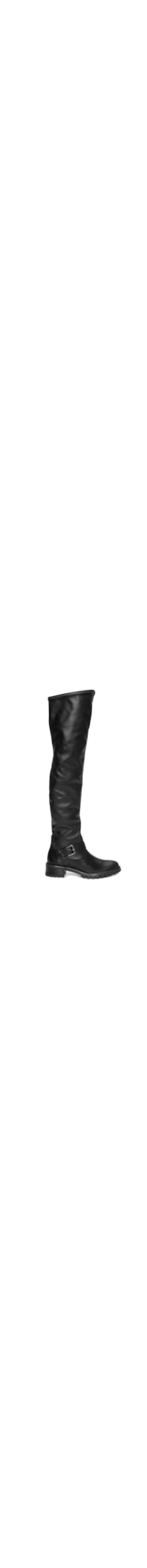 Bota Feminina Over The Knee Tratorada Salto Baixo - Preto