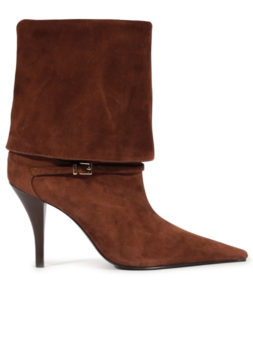 Bota Feminina Rudy Buckle Camurça – Marrom