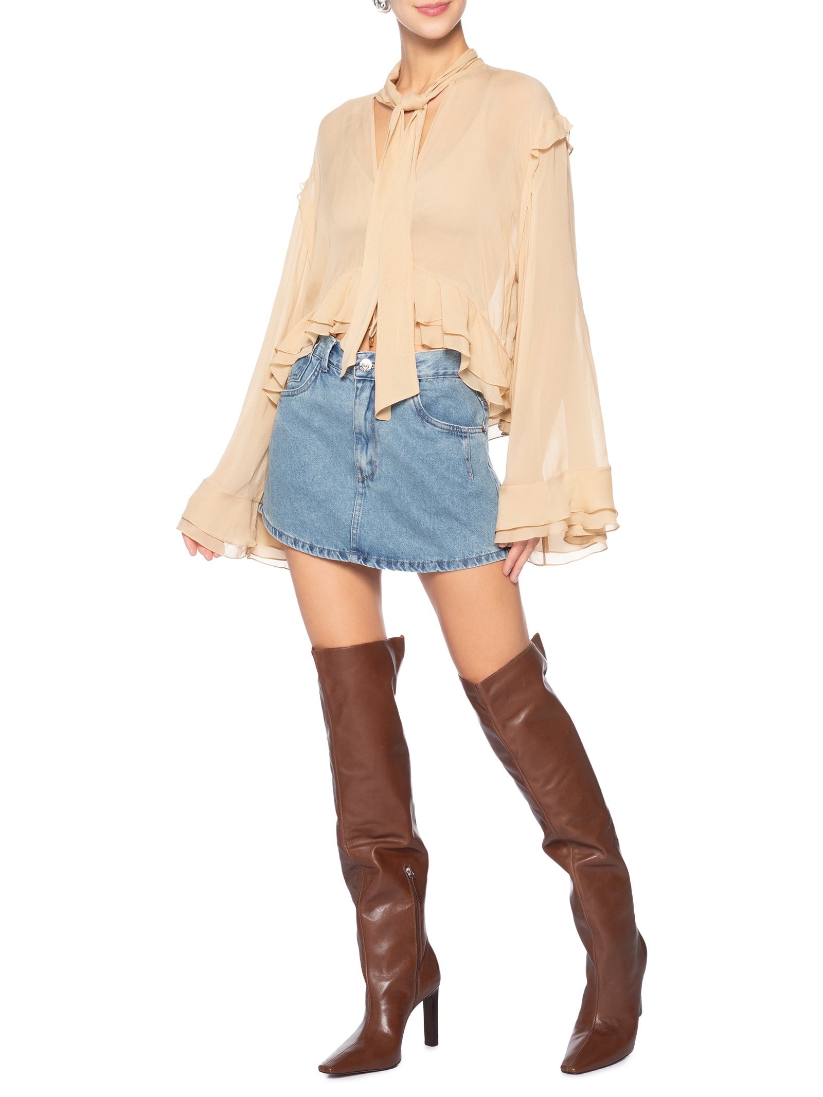 Bota Feminina Salto Alto Atanado Prime Marrom Schutz