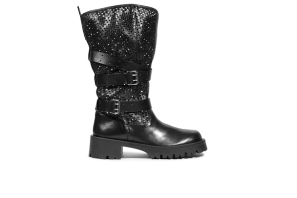 Bota Feminina Salto Baixo Polka - Preto
