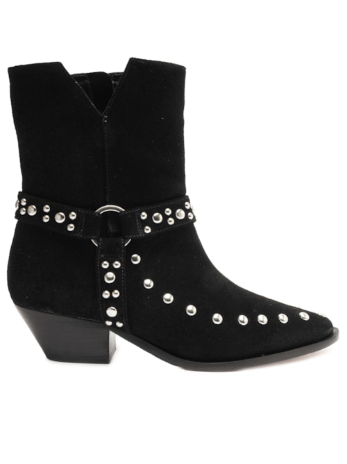 Bota Feminina Salto Médio Cow Suede – Preto