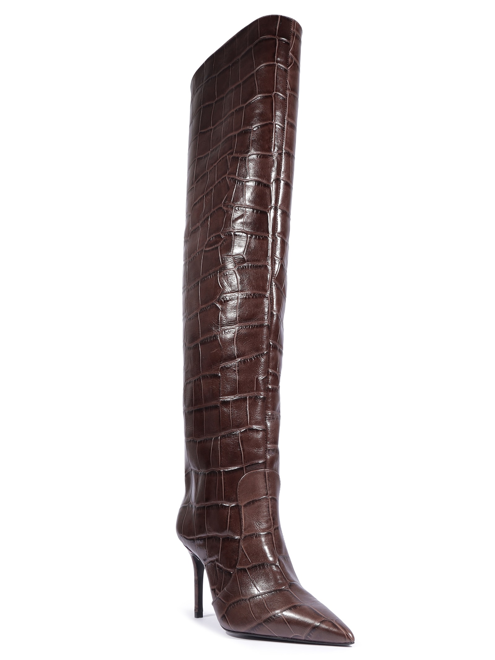 Bota Feminina Salto Médio Croco Gator Marrom Schutz