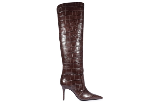 Bota Feminina Salto Médio Croco Gator - Marrom