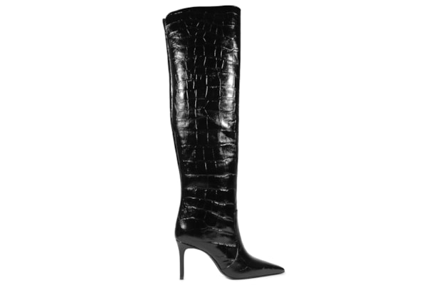 Bota Feminina Salto Médio Croco - Preto