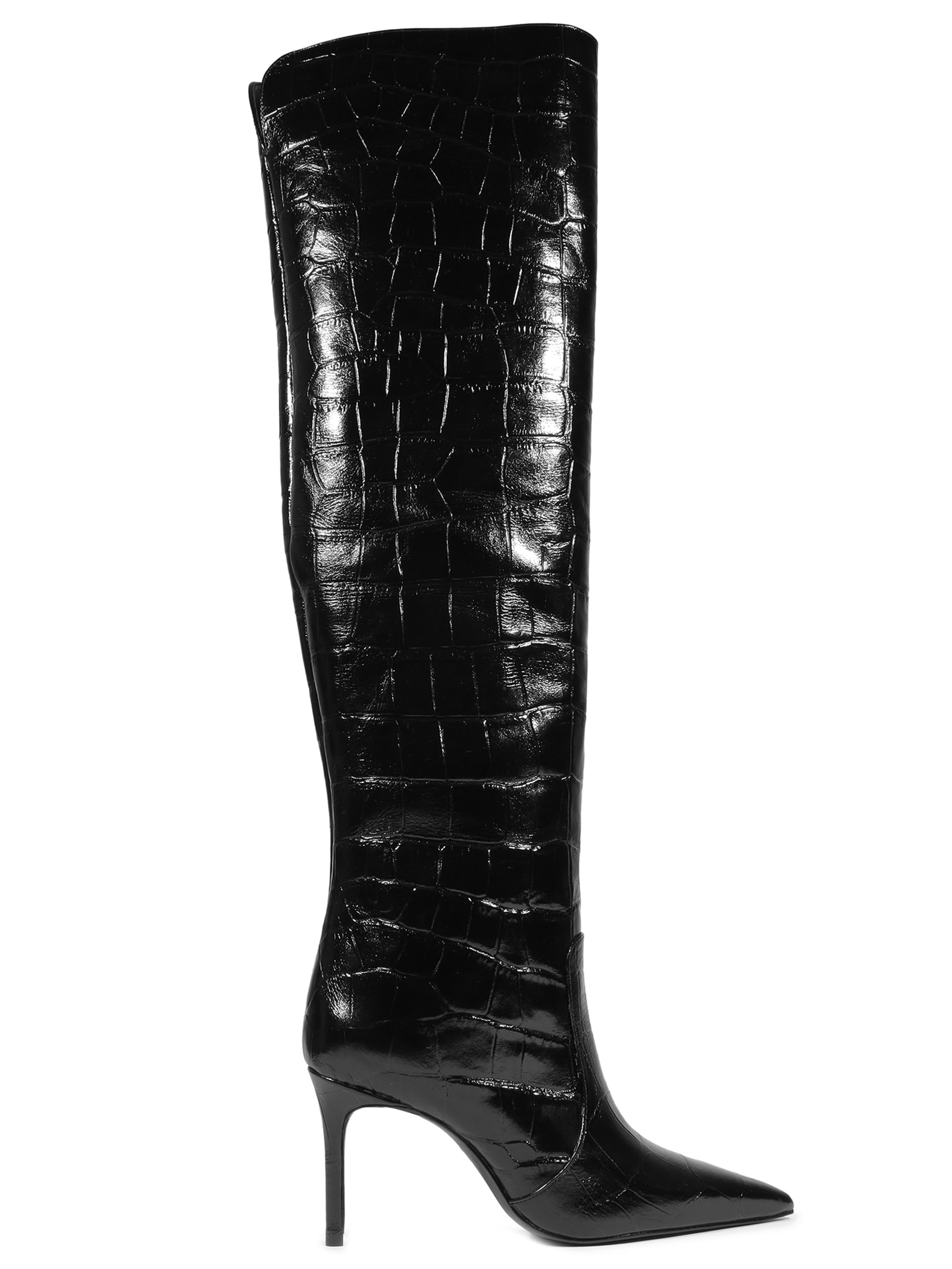 Bota Feminina Salto Médio Croco Preto Schutz