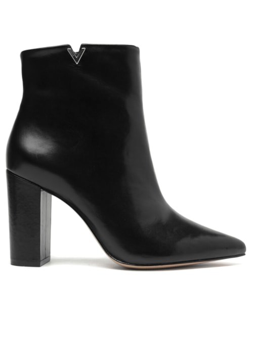 Bota Feminina Triangle Salto Bloco Couro – Preto