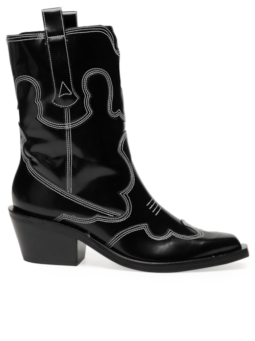 Bota Feminina Western Iconic Couro Box – Preto