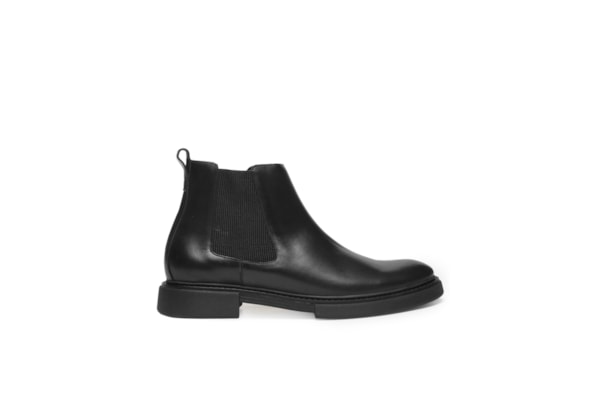 Bota Masculina Chelsea Com Sola Block Em Couro - Preto