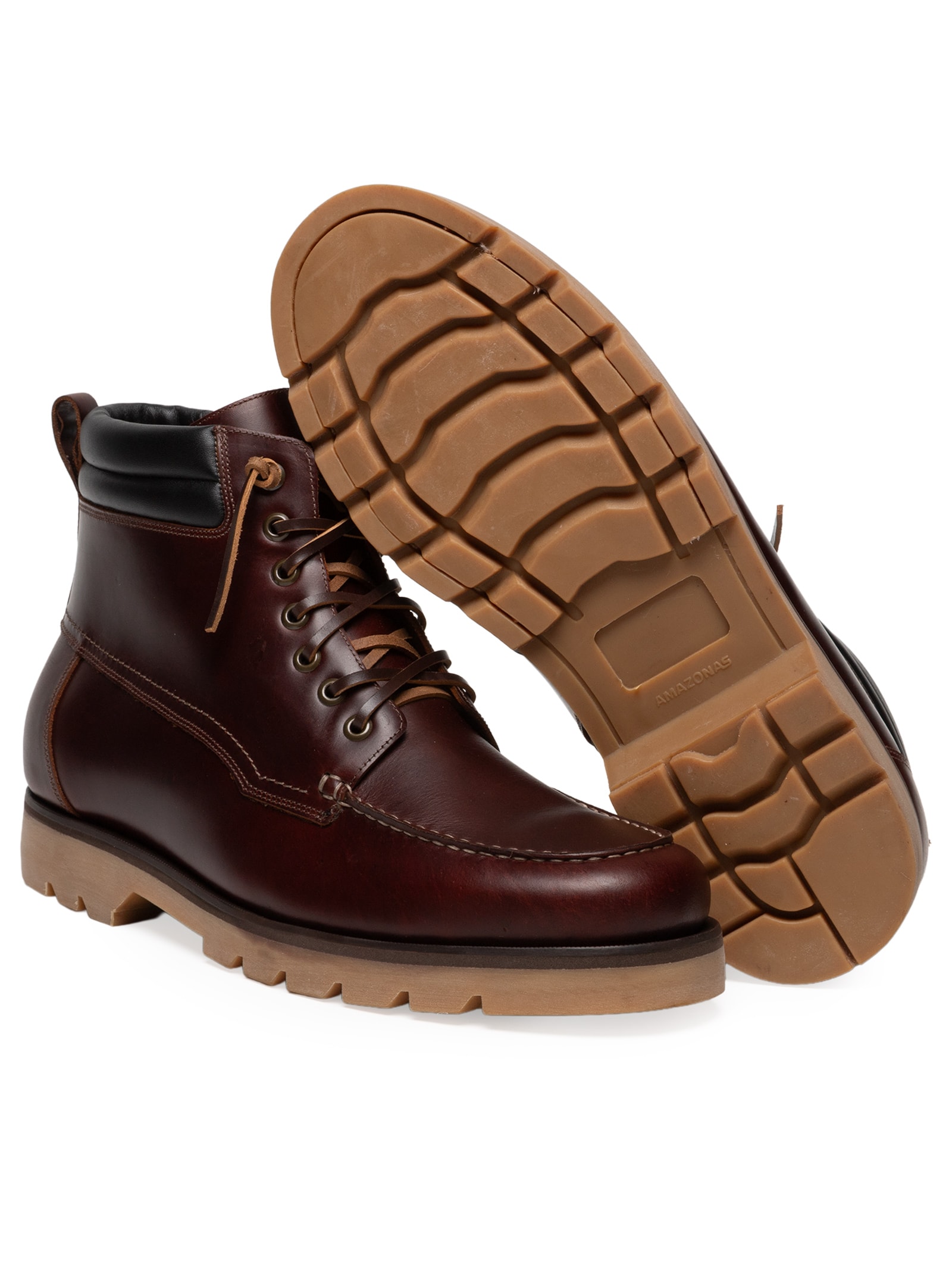 Bota Masculina Moc Toe Em Couro Legitimo Marrom '2 Essential