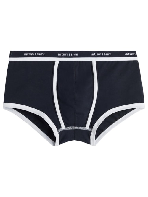 Boxer Em Algodão Supima® Elasticizado Com Logotipo - Azul