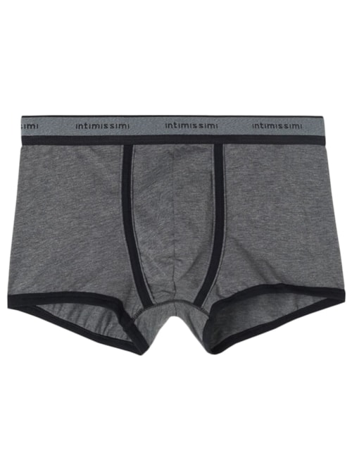 Boxer Em Algodão Supima® Elasticizado Com Logotipo - Cinza