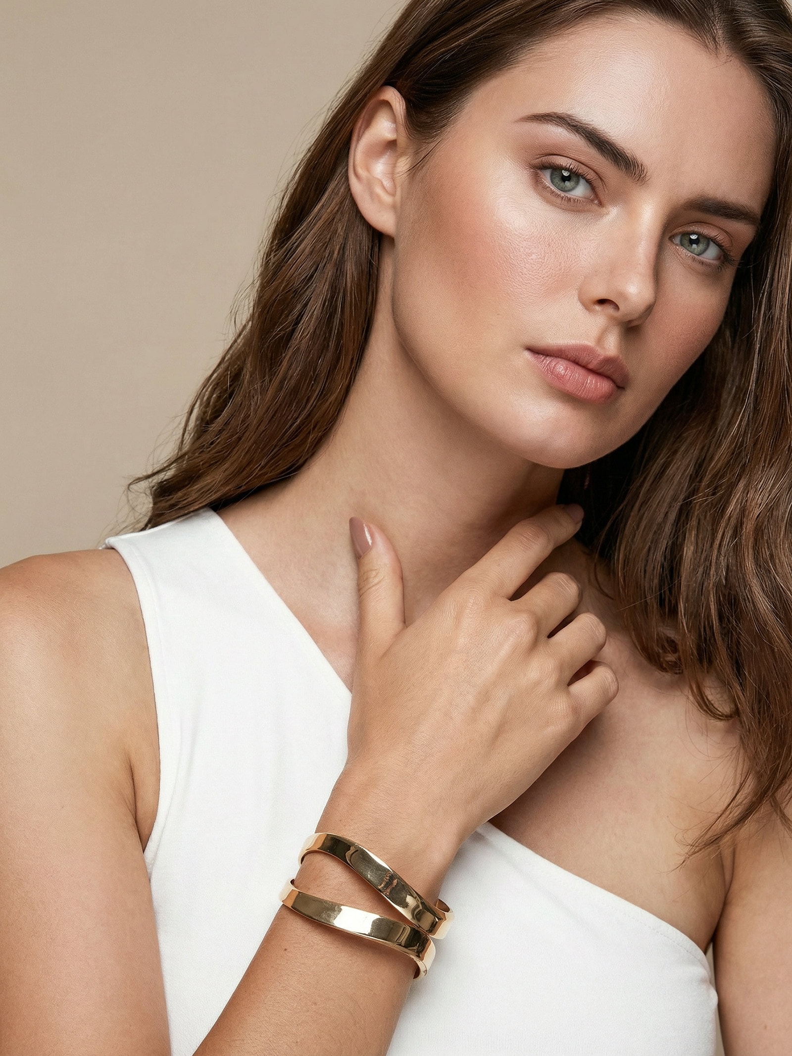 Bracelete Feminino Efeito Duplo Dourado Basiq