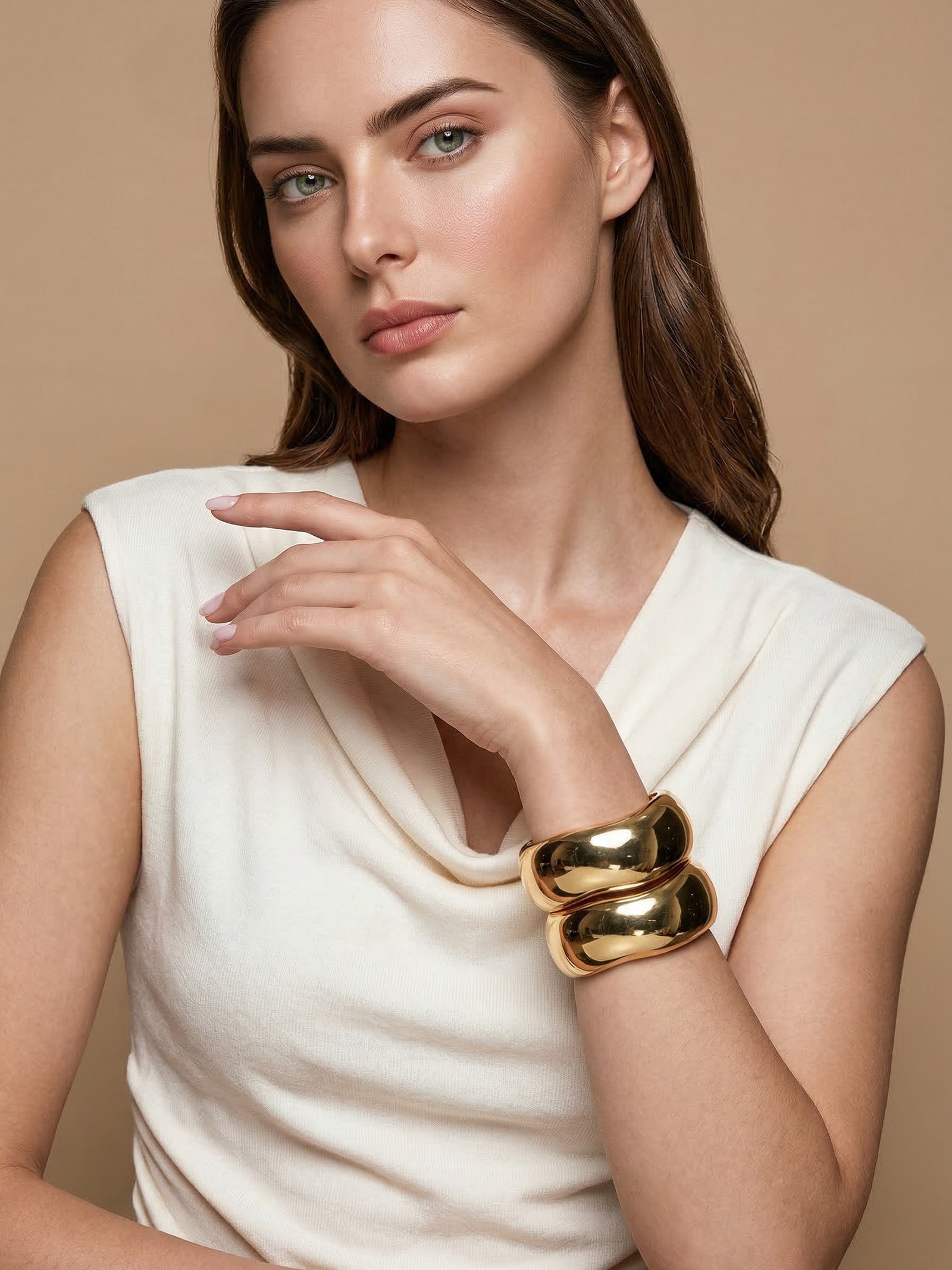 Bracelete Feminino Maxi Orgânico Dourado '2Essential