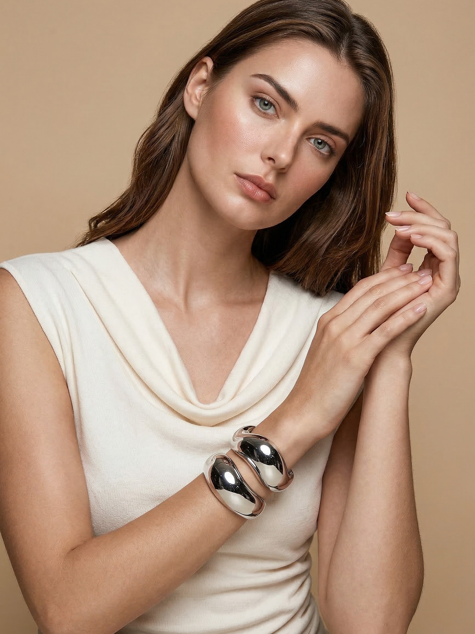 Bracelete Feminino Maxi Orgânico Prateado '2Essential