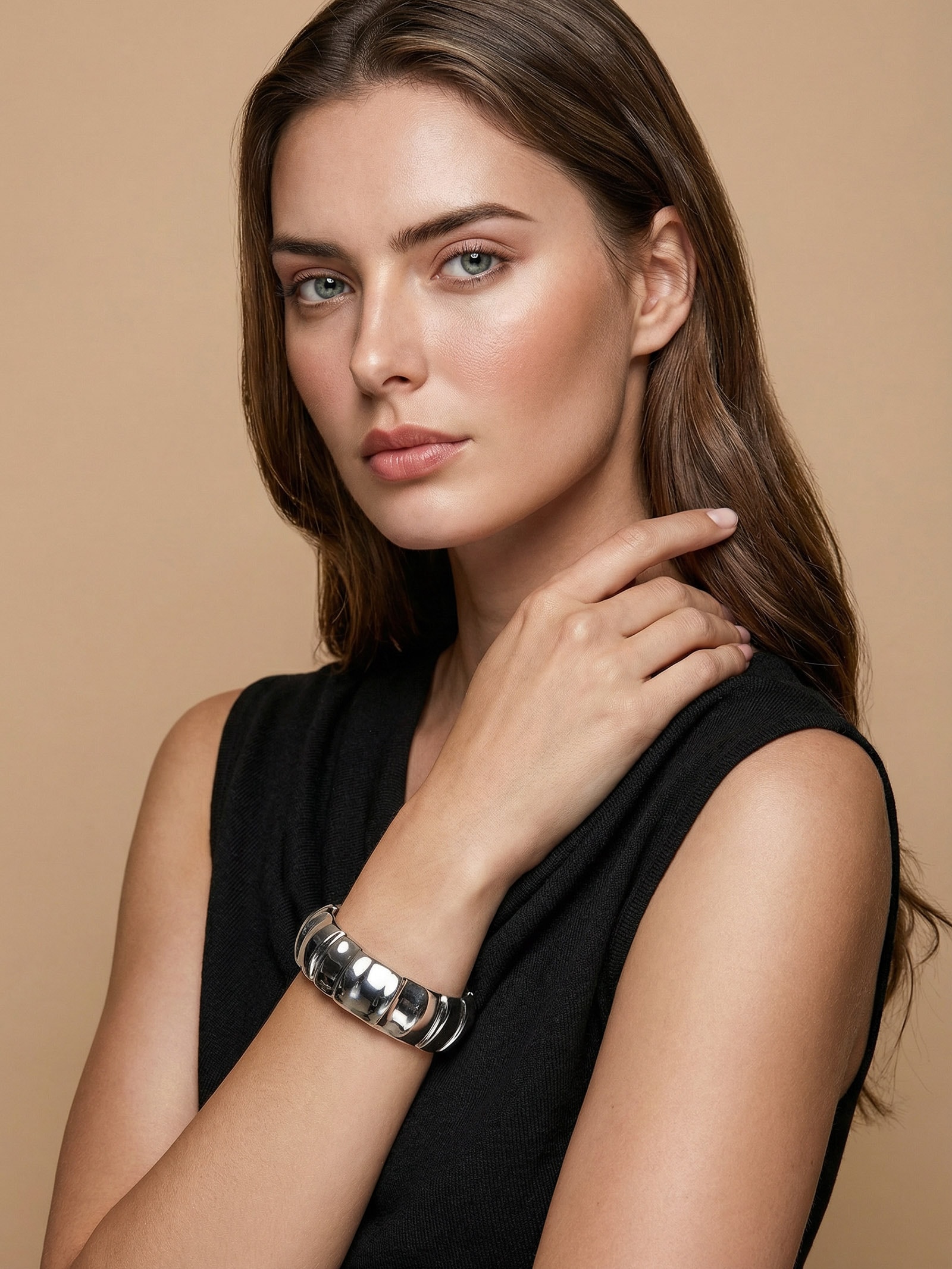 Bracelete Feminino Texturizado Prateado '2Essential