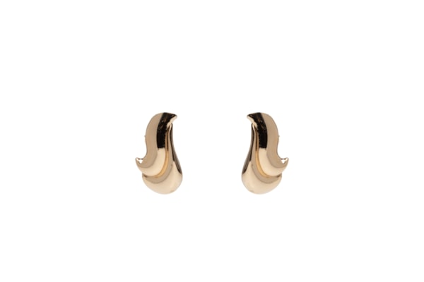 Brinco Feminino 2 Ondas Polidas Maxi - Dourado