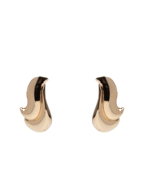 Brinco Feminino 2 Ondas Polidas Maxi - Dourado