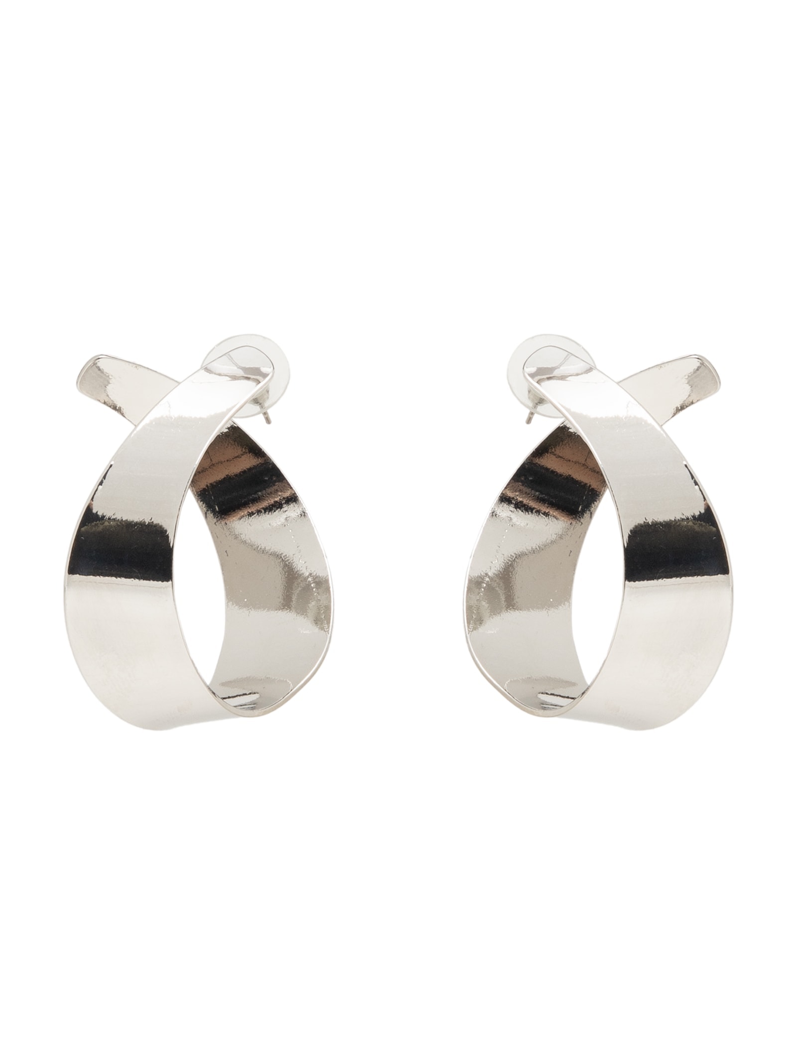 Brinco Feminino Argola Abstrata Prateado Basiq