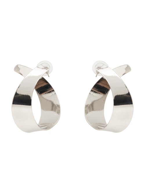 Brinco Feminino Argola Abstrata – Prateado