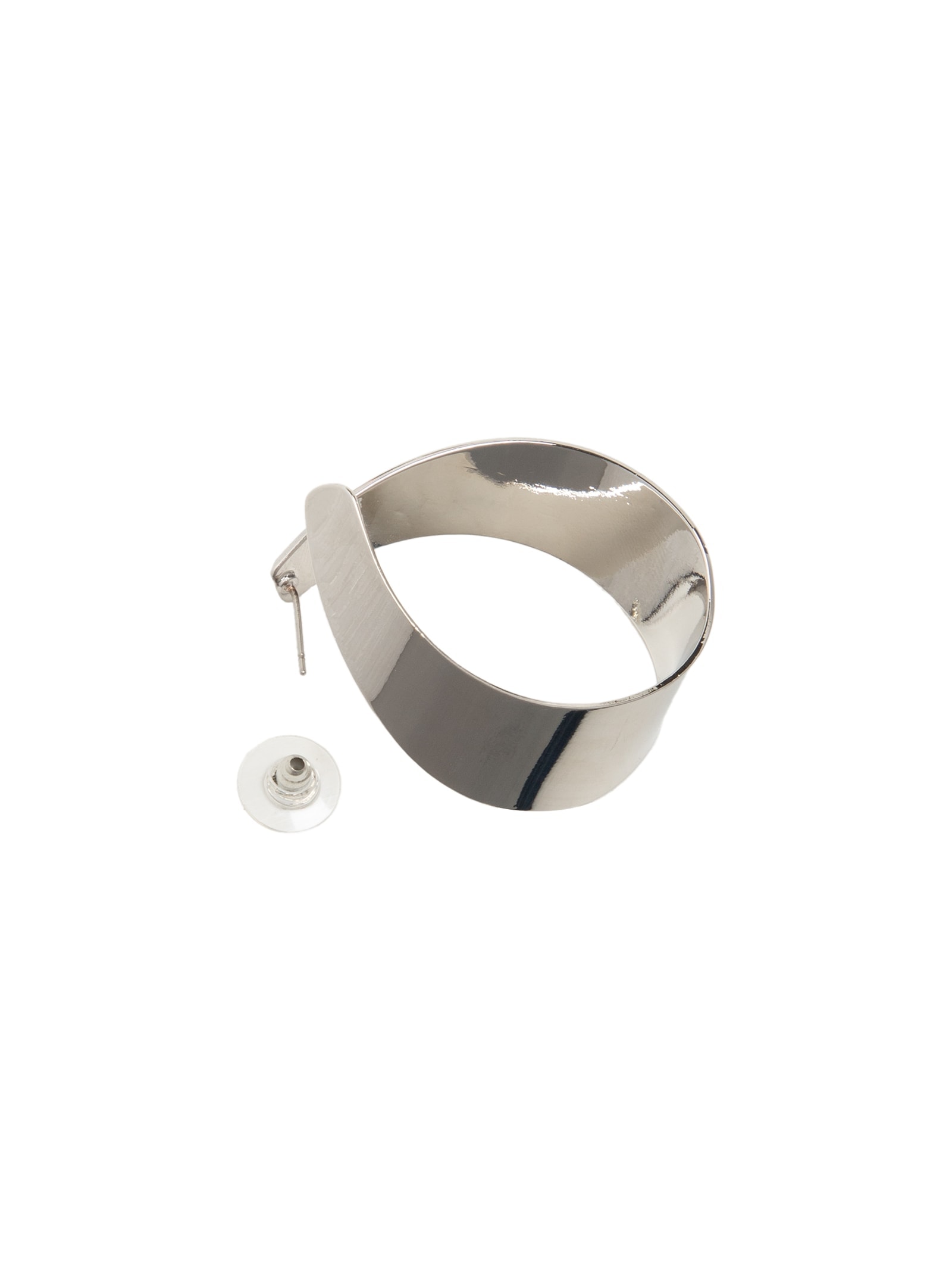 Brinco Feminino Argola Abstrata Prateado Basiq