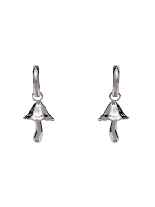 Brinco Feminino Argola Cogumelo Grande - Prata