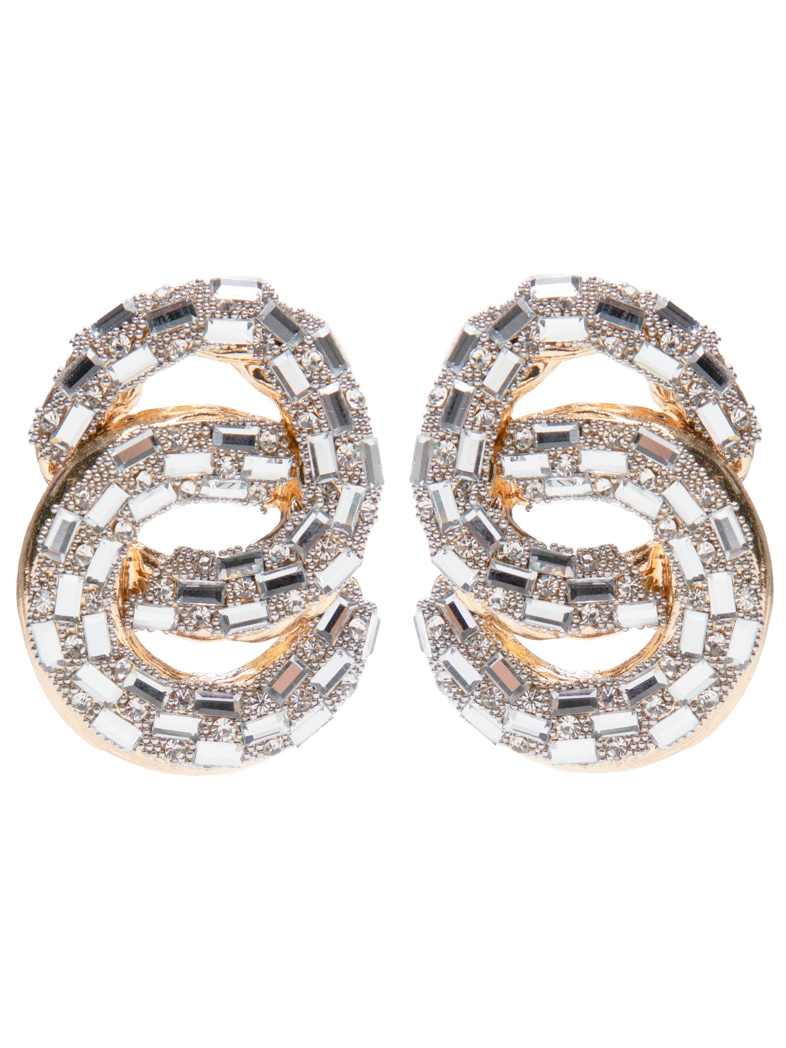 Brinco Feminino Argola Dupla Cravejado Prata Market 33