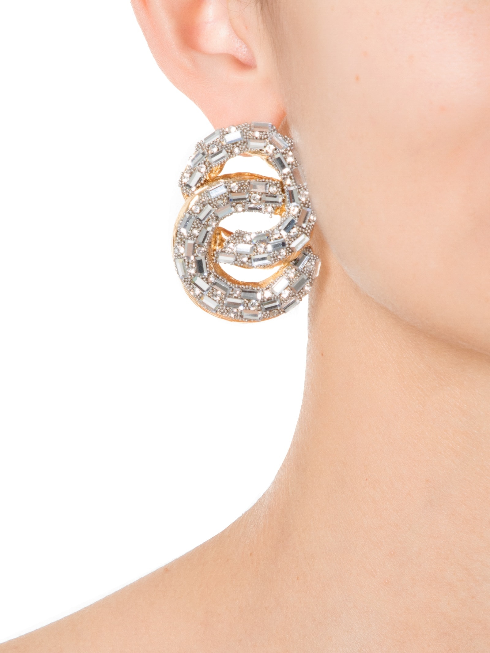 Brinco Feminino Argola Dupla Cravejado Prata Market 33