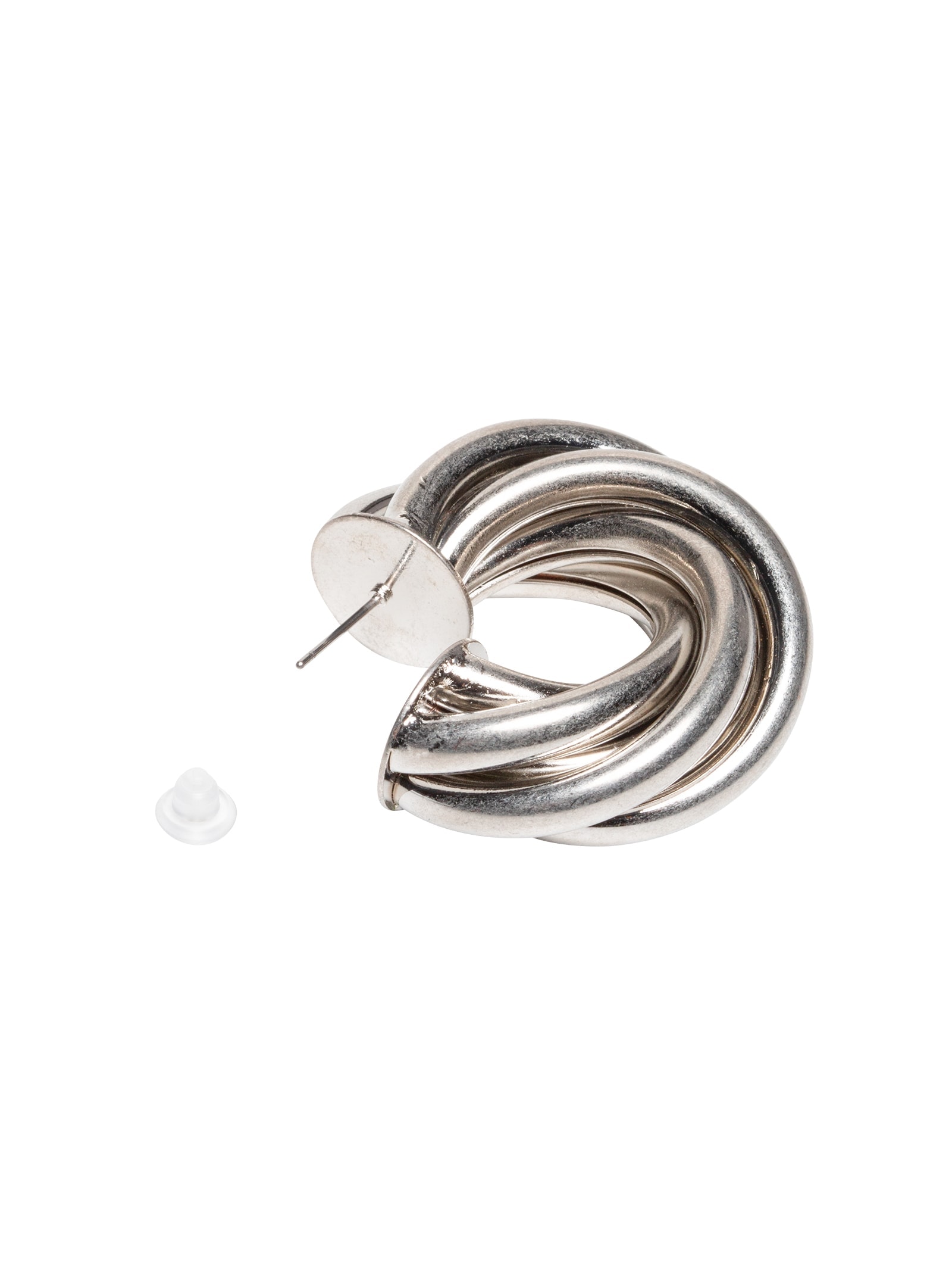 Brinco Feminino Argola Enroscada Prateado Market 33