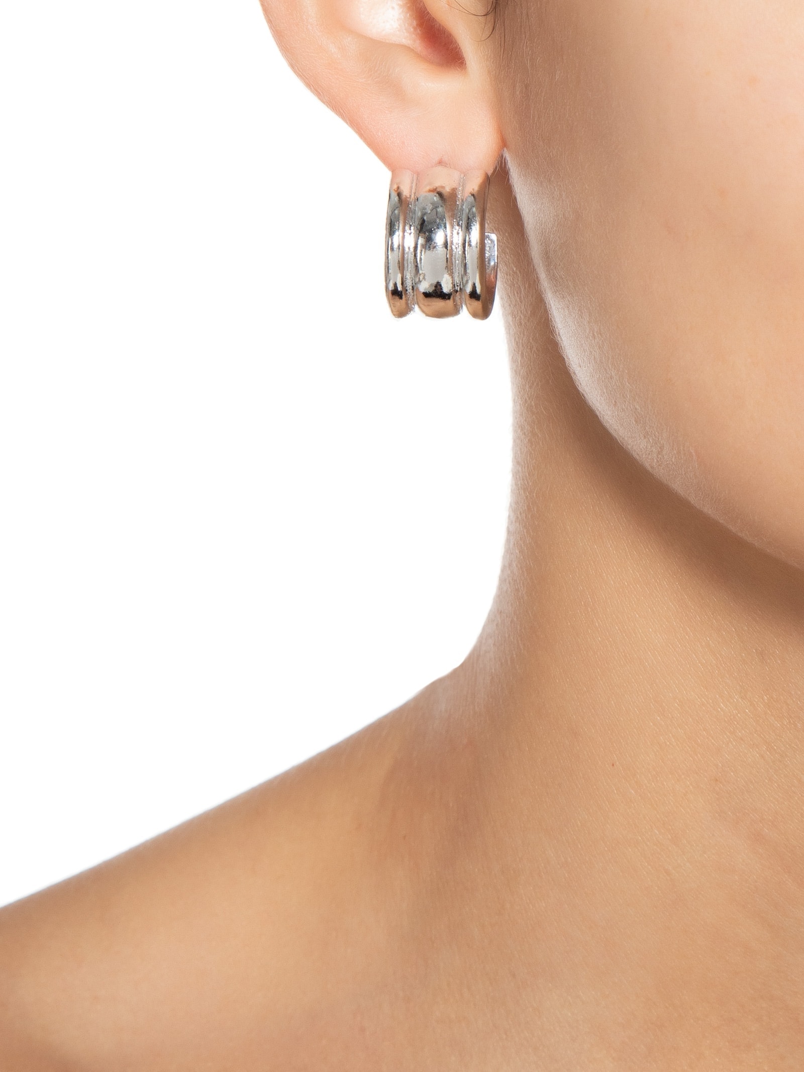 Brinco Feminino Argola Grossa Prateado Basiq