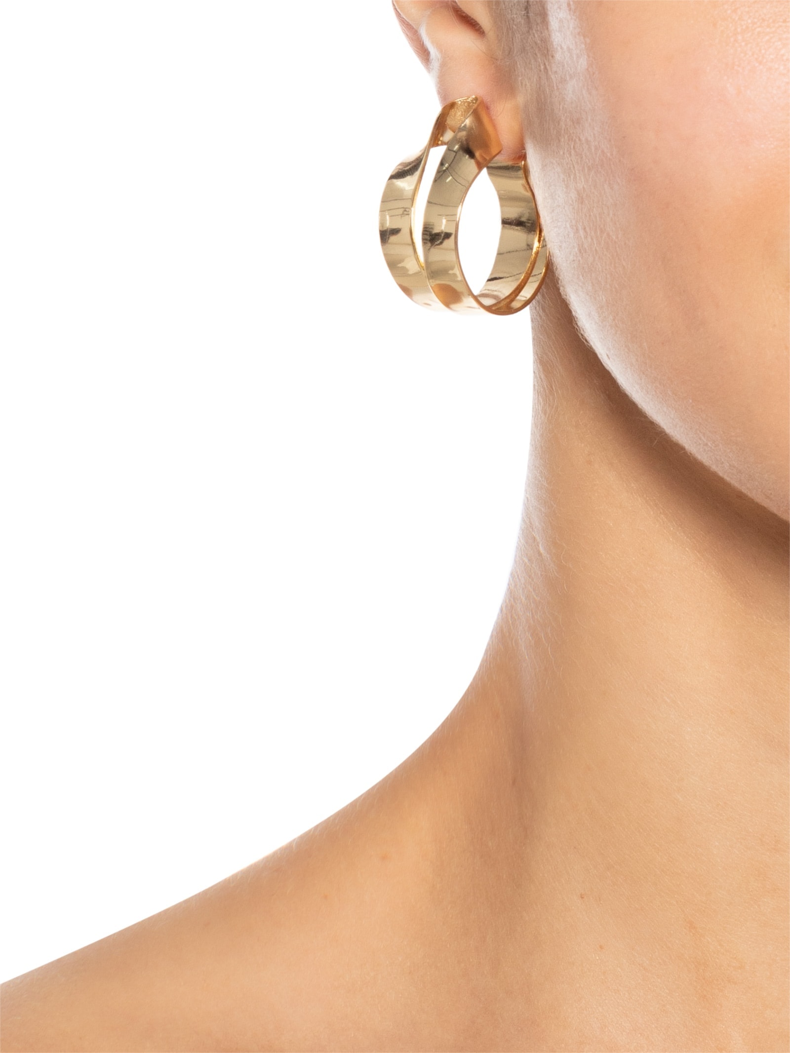 Brinco Feminino Argola Orgânica Dourado Market 33