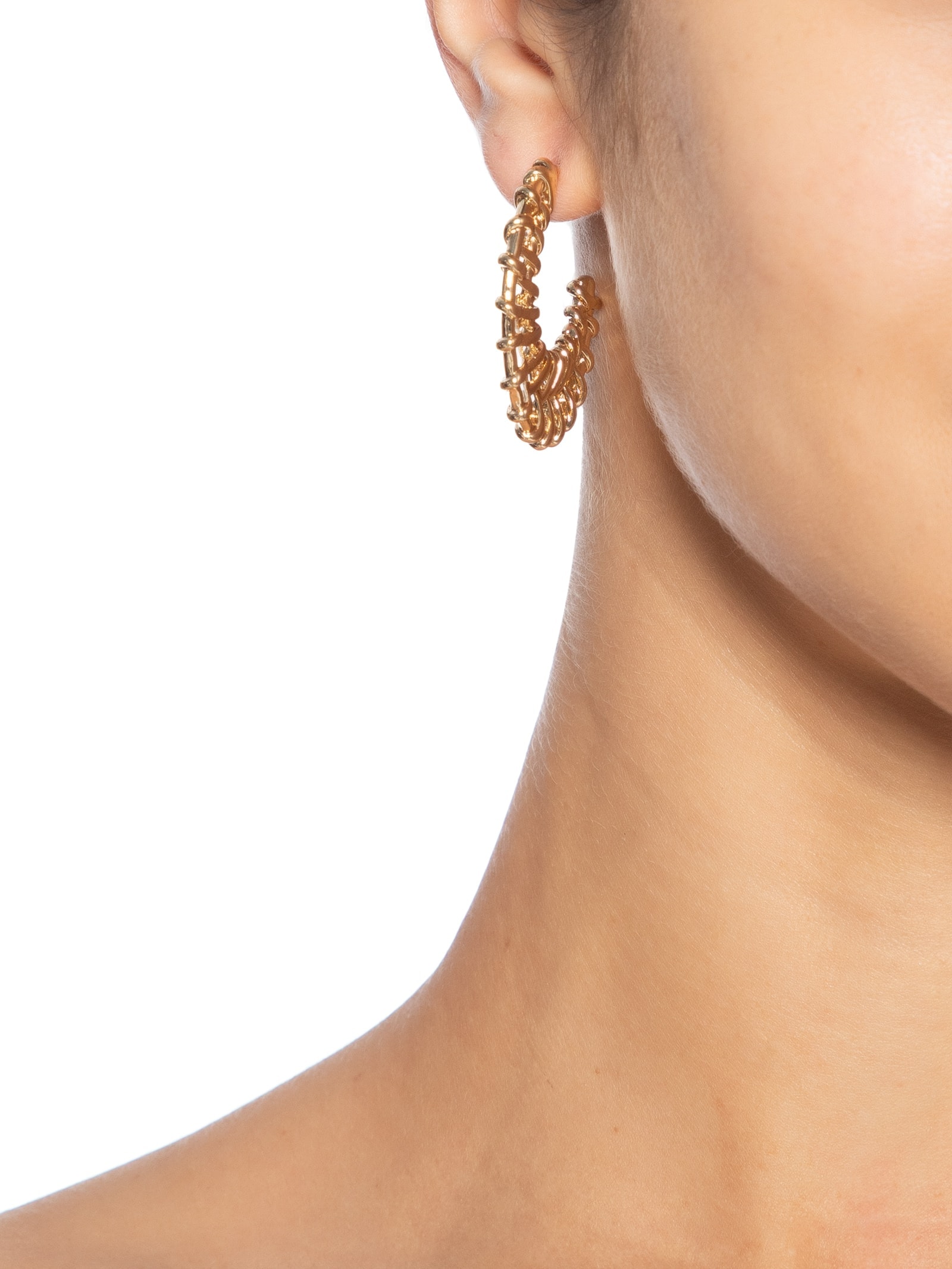 Brinco Feminino Argola Texturizada Dourado Market 33