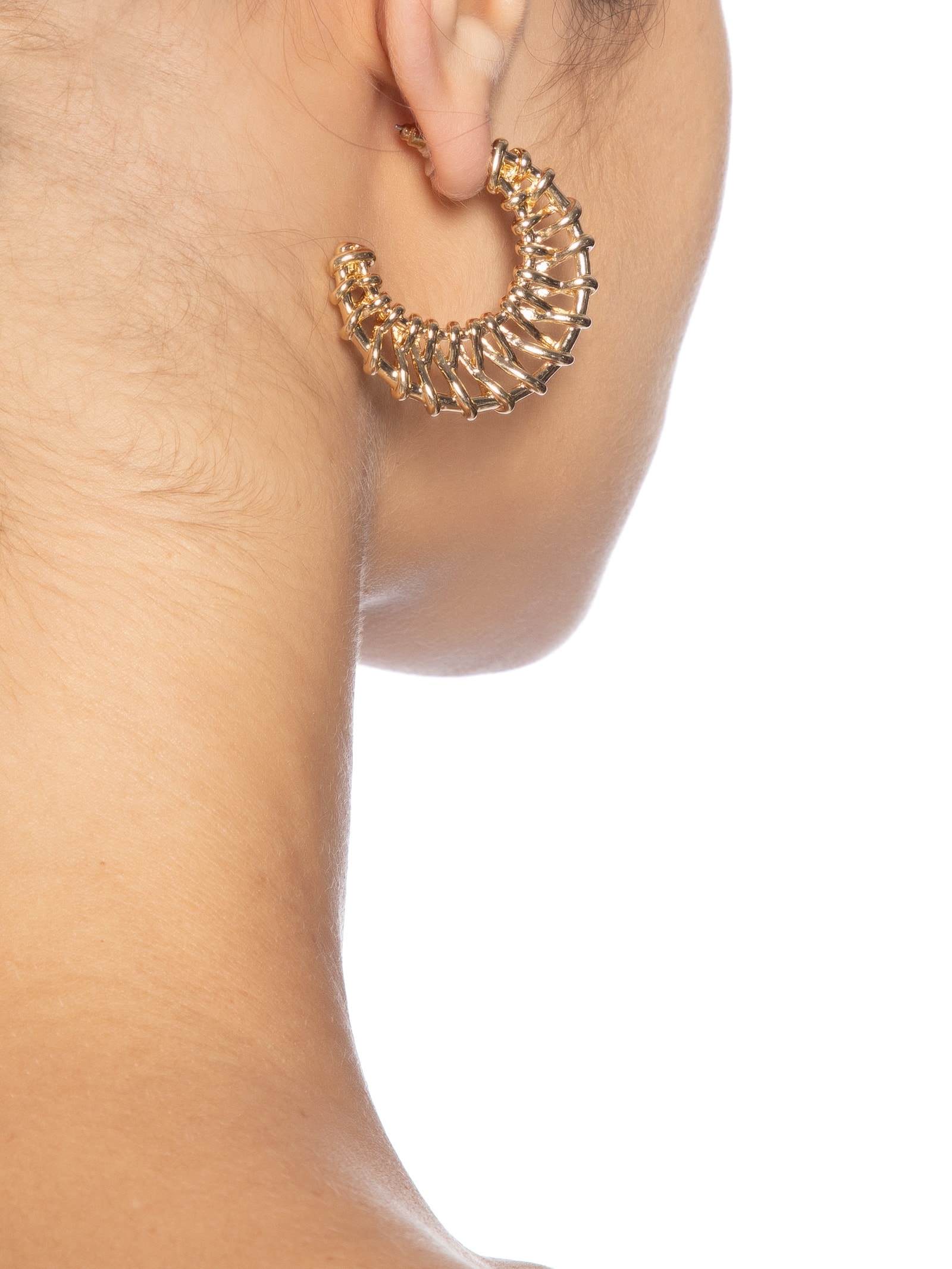 Brinco Feminino Argola Texturizada Dourado Market 33