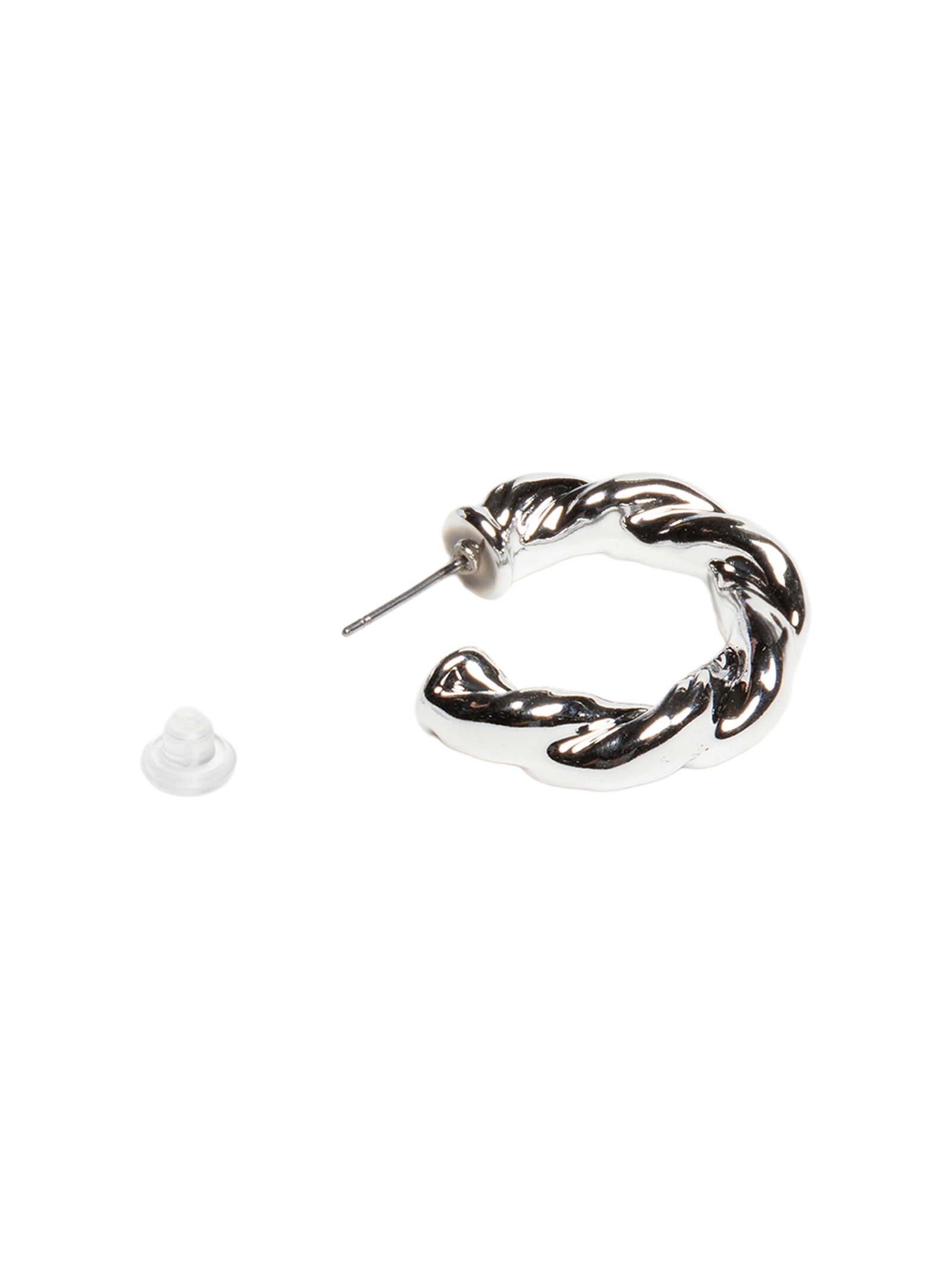 Brinco Feminino Argolas Onduladas Prateado Basiq