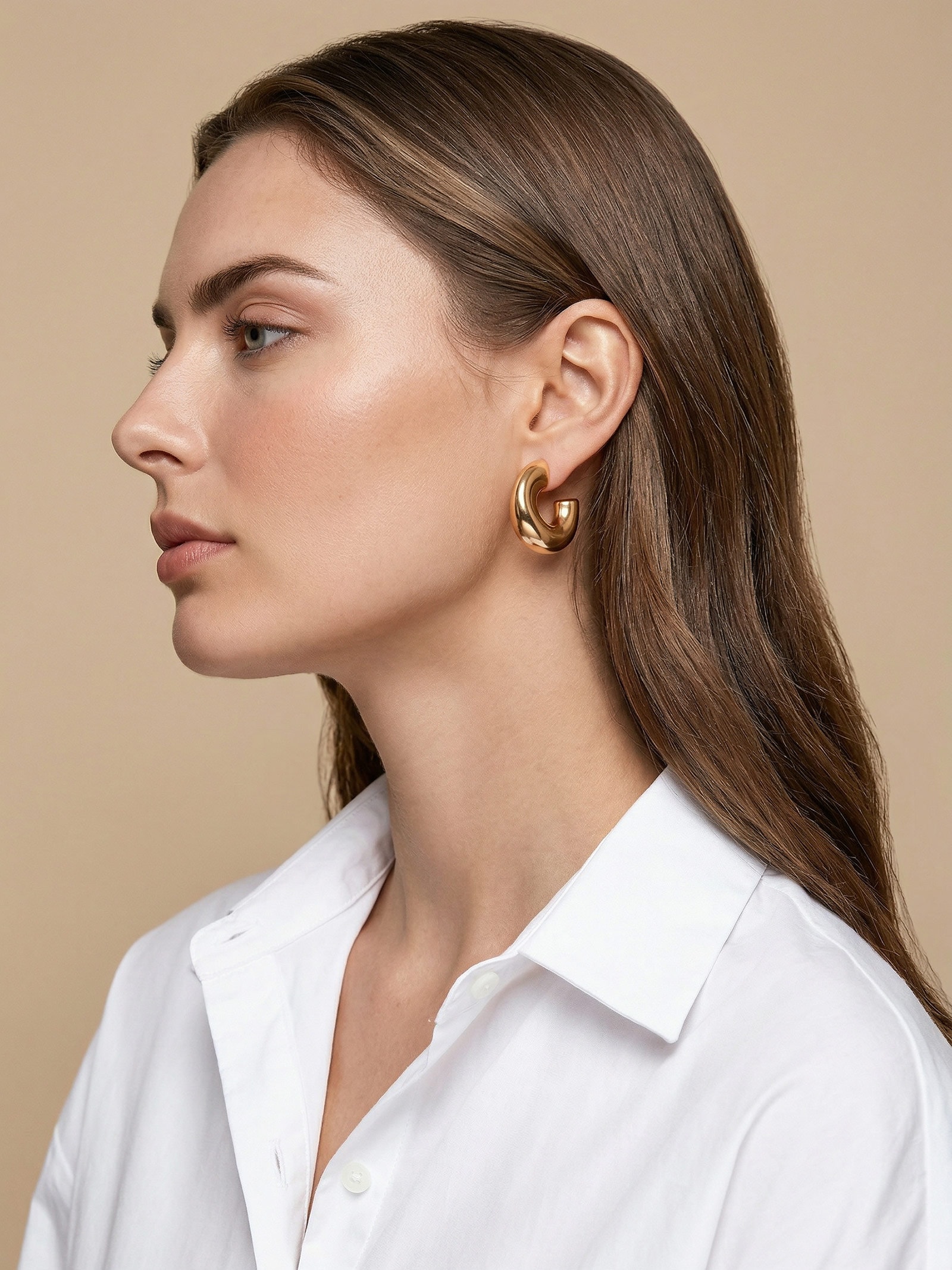 Brinco Feminino Argolas Orgânicas Dourado Basiq