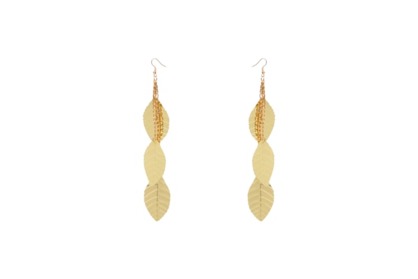 Brinco Feminino Carnaval Folhas - Dourado