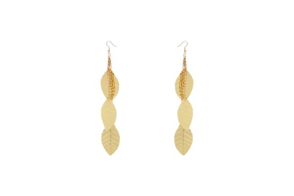 Brinco Feminino Carnaval Folhas - Dourado