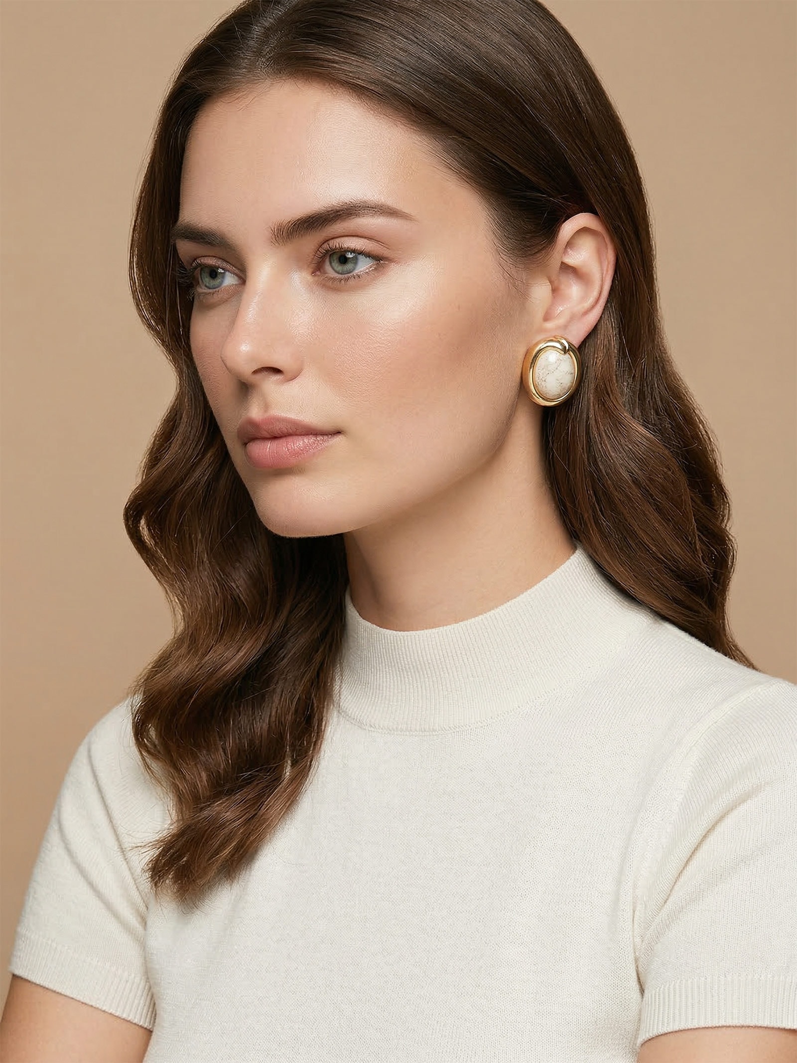 Brinco Feminino Com Pedra Dourado '2Essential