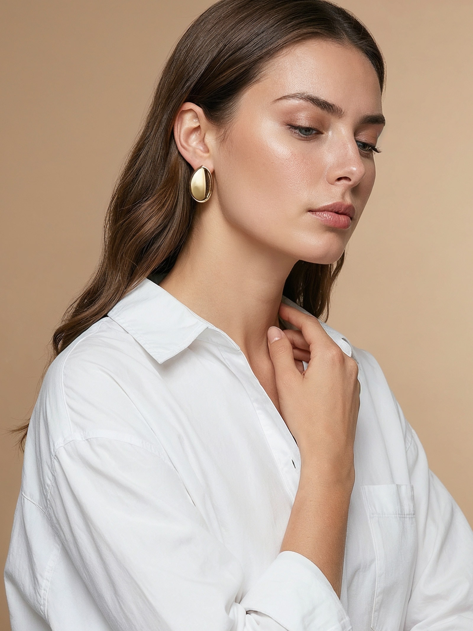 Brinco Feminino Concavo Dourado Basiq