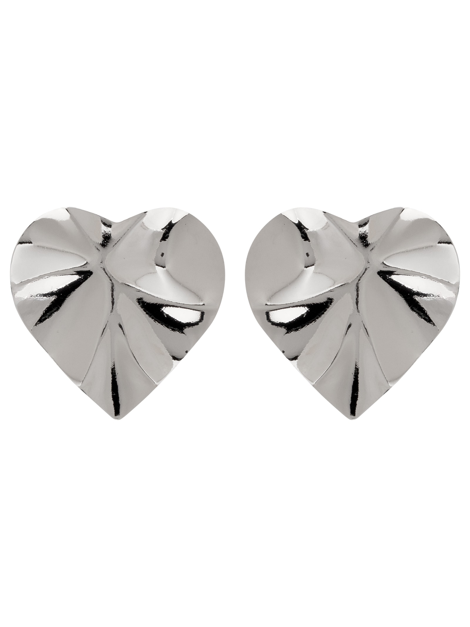 Brinco Feminino Coração Martelado Prateado Market 33