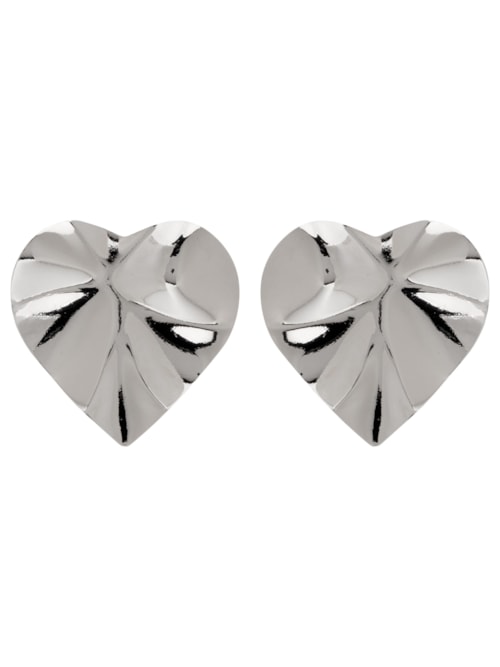 Brinco Feminino Coração Martelado – Prateado