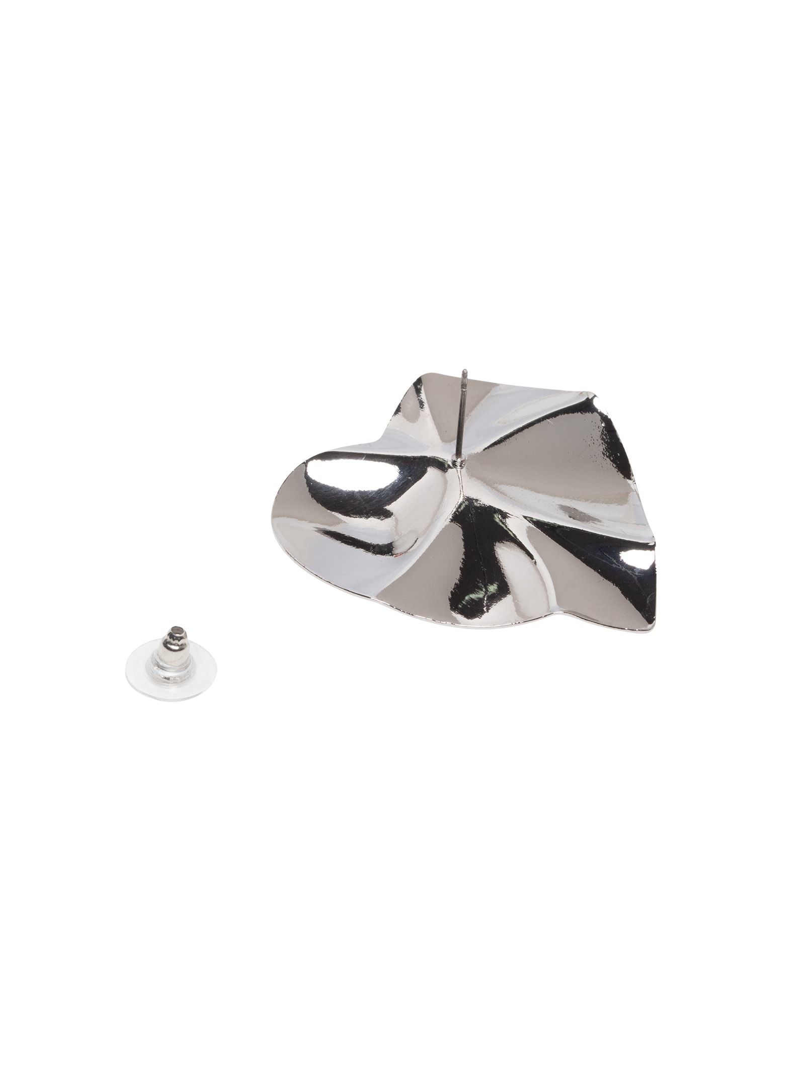 Brinco Feminino Coração Martelado Prateado Market 33