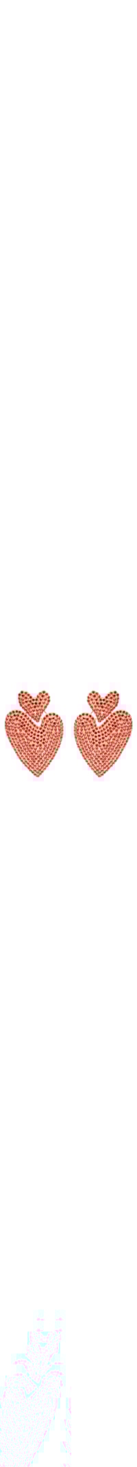 Brinco Feminino Coração Strass Duplo - Vermelho