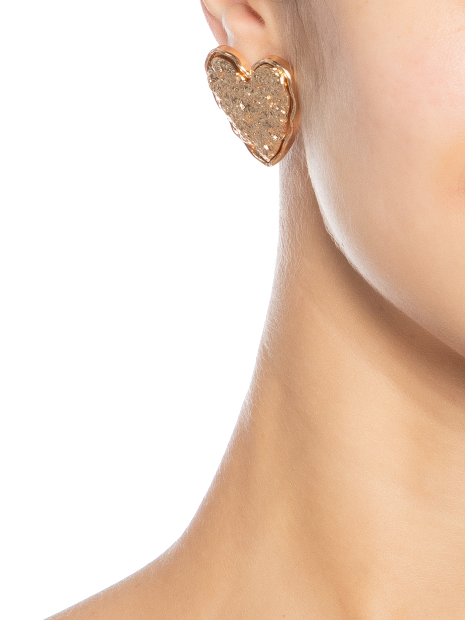 Brinco Feminino Coração Texturizado Dourado Market 33