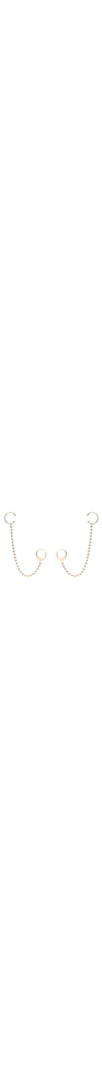Brinco Feminino De Argola Com Corrente De Bolinhas E Piercing Bea - Dourado